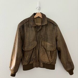 Vintage genuine leather bomber jacket